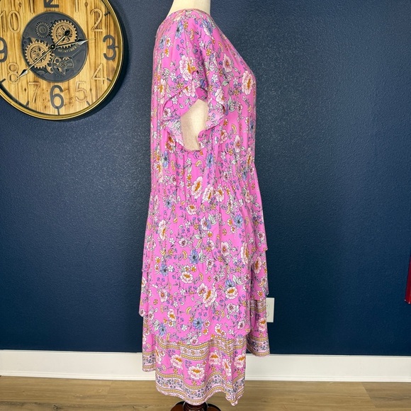 Proud Poppy "Eliza" Plus Size Pink Floral Ruffle Tiered Dress, Size 22 - Picture 6 of 9